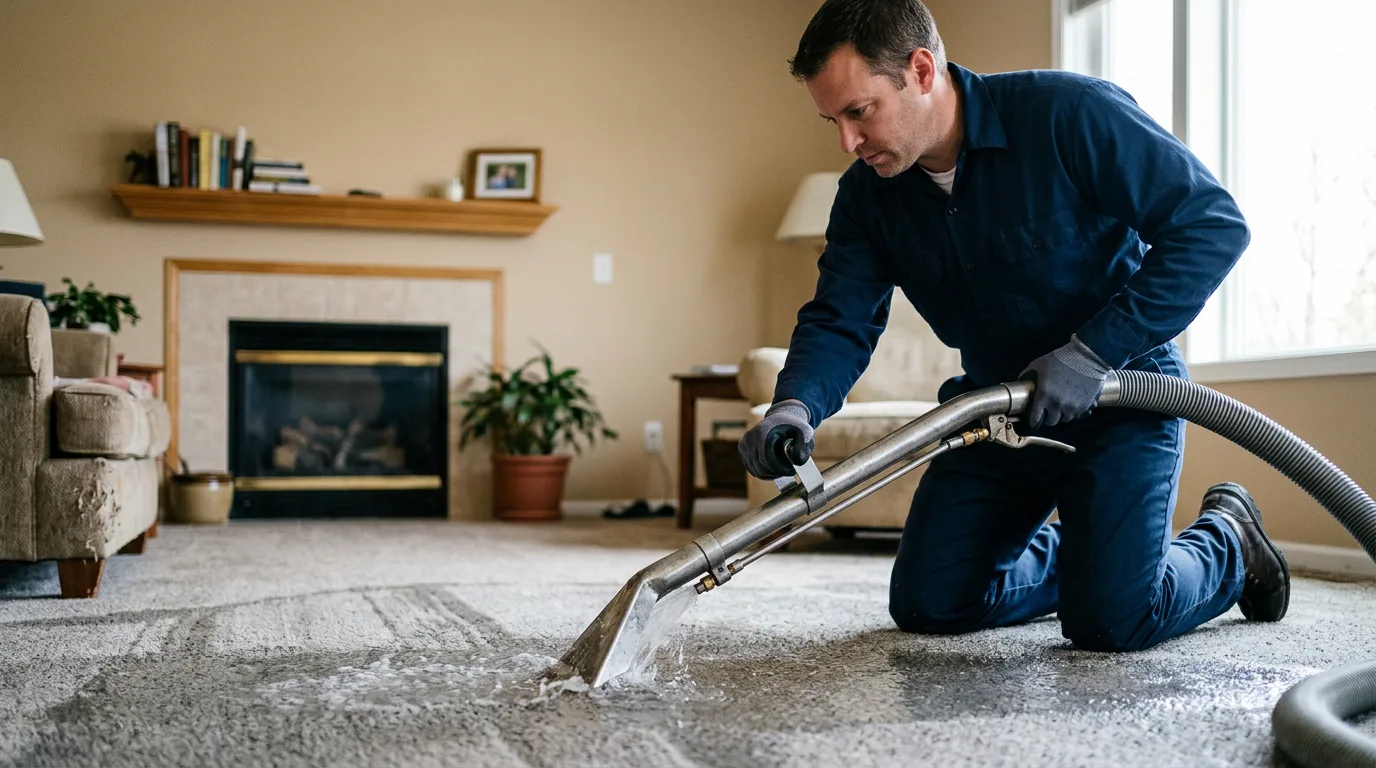 Water damage restoration technician working near Beach Park, IL